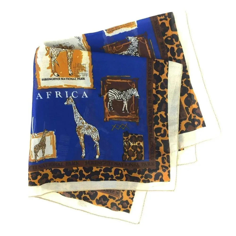 80s Serengeti National Park Africa souvenir scarf 1980s vintage